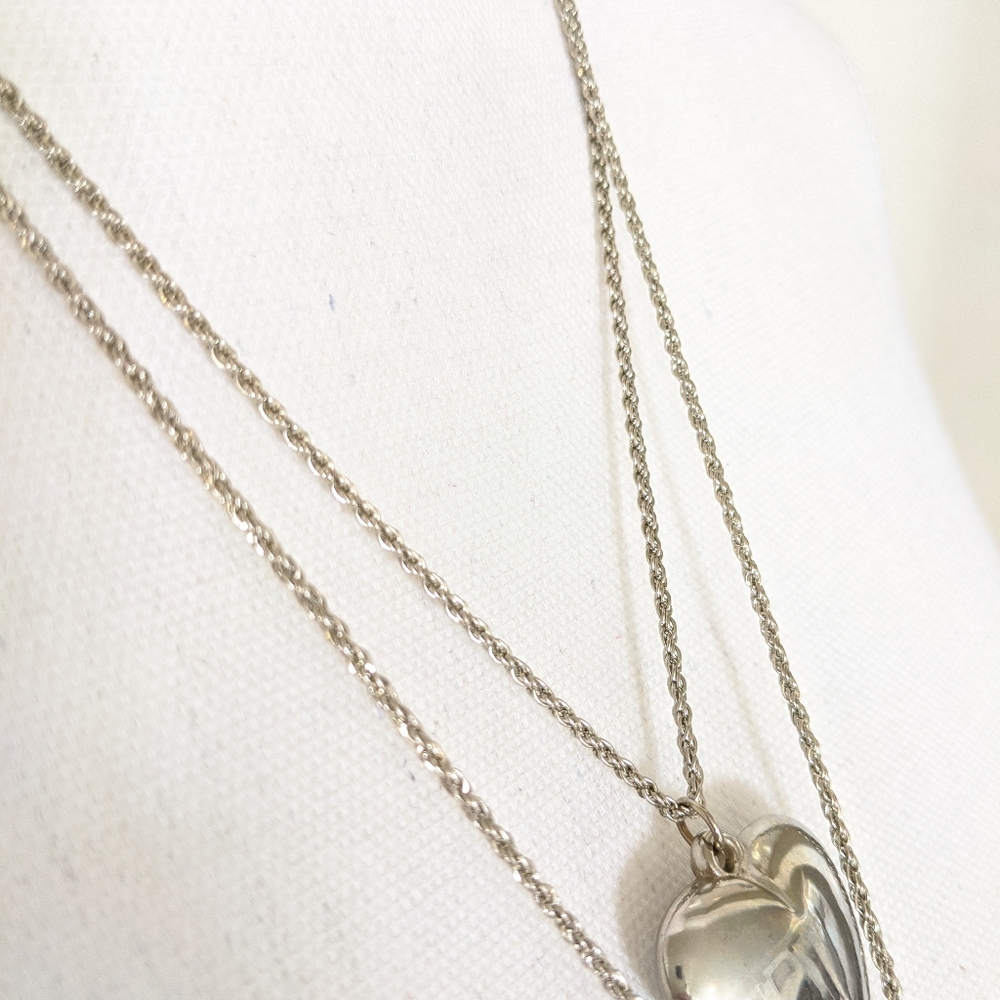 Vintage Puff Heart Double Strand Necklace - Picture 6 of 7